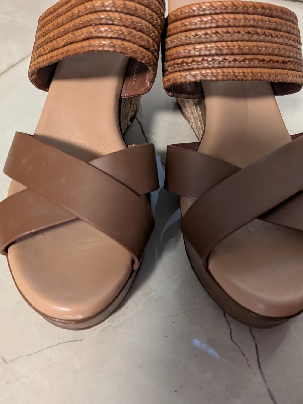 UGG Brown Braided-Strap Wedge Sandals